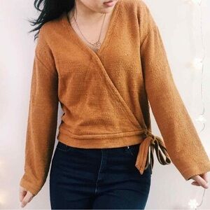 Madewell Texture and Thread Tie Front Wrap Top in Cedar Size XS
